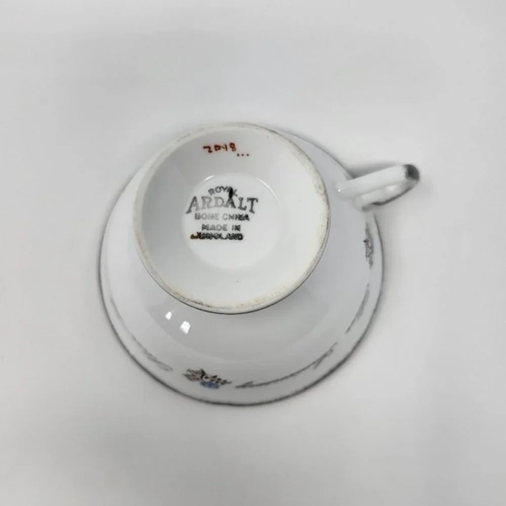 Happy 25th Anniversary Silver Royal Ardalt‎ Bone China England Tea Cup Saucer